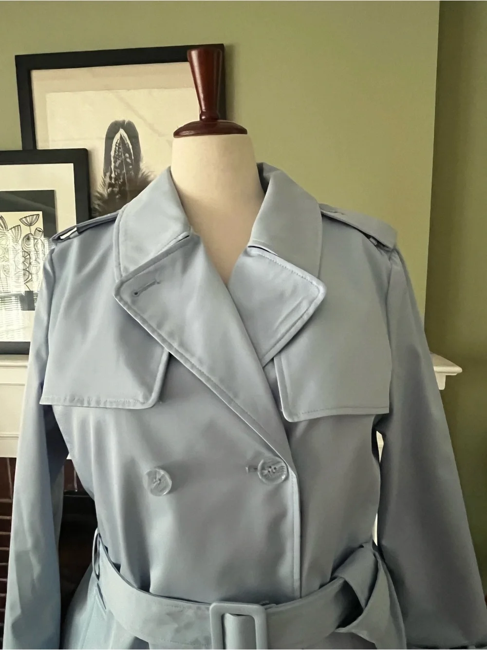 Kate Spade New York Pleated Back Trench Coat | Powder Blue | XL